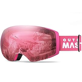 OutdoorMaster Ski Goggles PRO - Frameless, Interchangeable Lens 100% UV400 Protection Snow Goggles for Men & Women (Photochromic Rose VLT8%-70%)