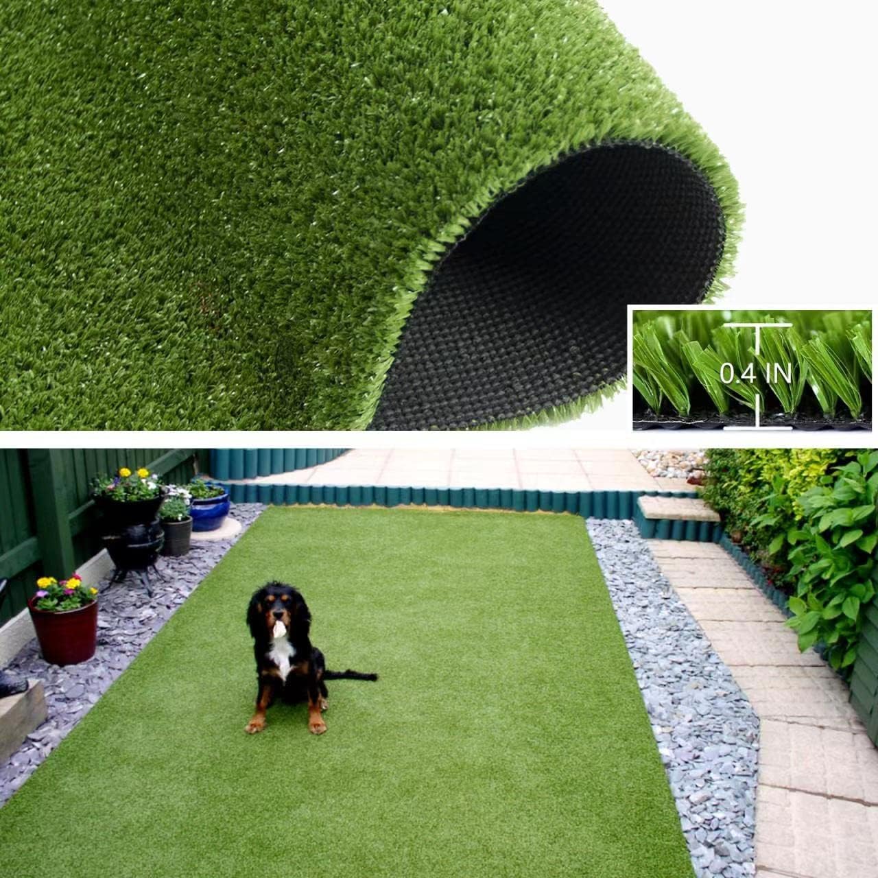 Realistic Artificial Grass Turf 3Feet X 8Feet Indoor Outdoor Garden Lawn Landscape Synthetic Grass Mat,Thick Fake Faux Grass Rug for Pets