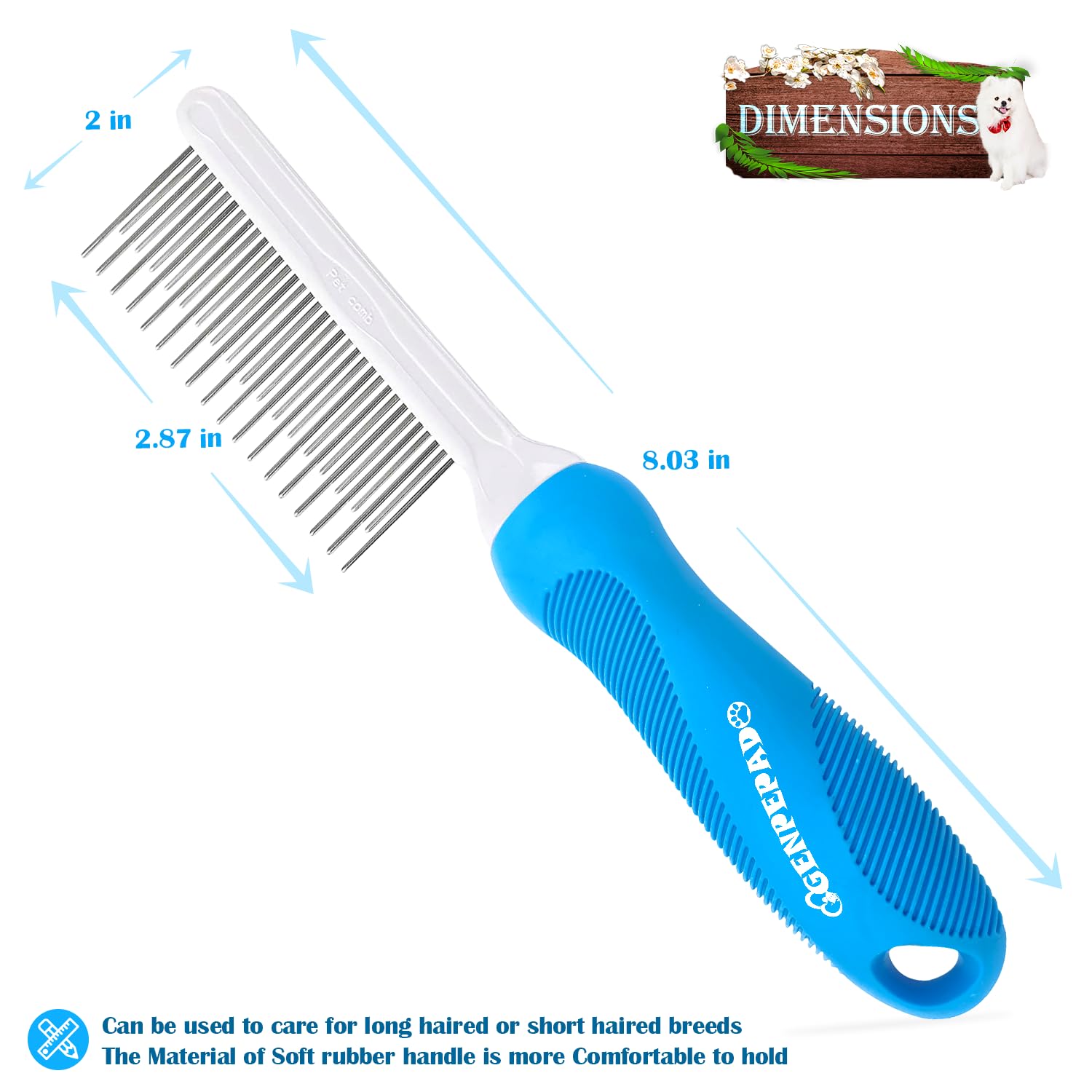 TAIKOUL Pettine per la cura del pelo per cani e gatti con cesoie lunghe e corte per cani, levigatrice ad artiglio con LED, 45 decibel super silenziosa