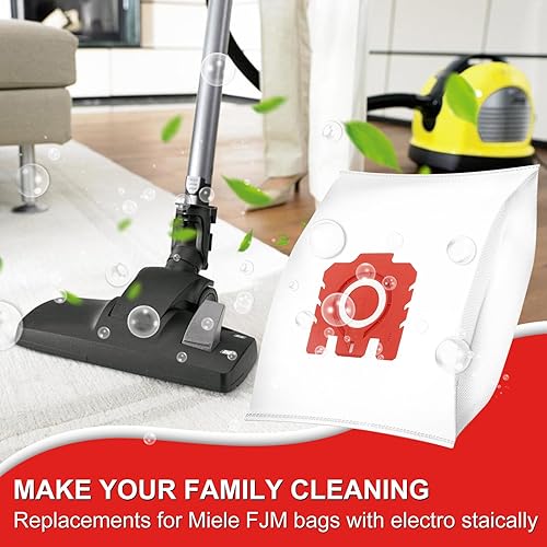 Miniatura 6 de Paquete de 16 bolsas de repuesto 3D Airclean FJM para Miele Classic C1 C1 bolsas de vacío tipo FJM, para Miele Compact C1 C2 C3, S2 S5 S8 S241 S290