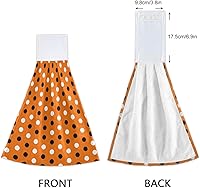 Vista 4 de Halloween Polka Dot Hanging Kitchen Hand Towel Set of 2, Absorbent Kitchen Towels for Drying Dishes, Quick Drying Hand Towel, Soft Hanging Kitchen