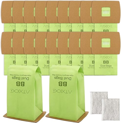 Paquete de 20 bolsas tipo BB de repuesto para Oreck XL bolsas de vacío Buster B, PKBB12DW BB180 BB280 BB850 BB870 BB900 BB1000 MV160 con 2 filtros