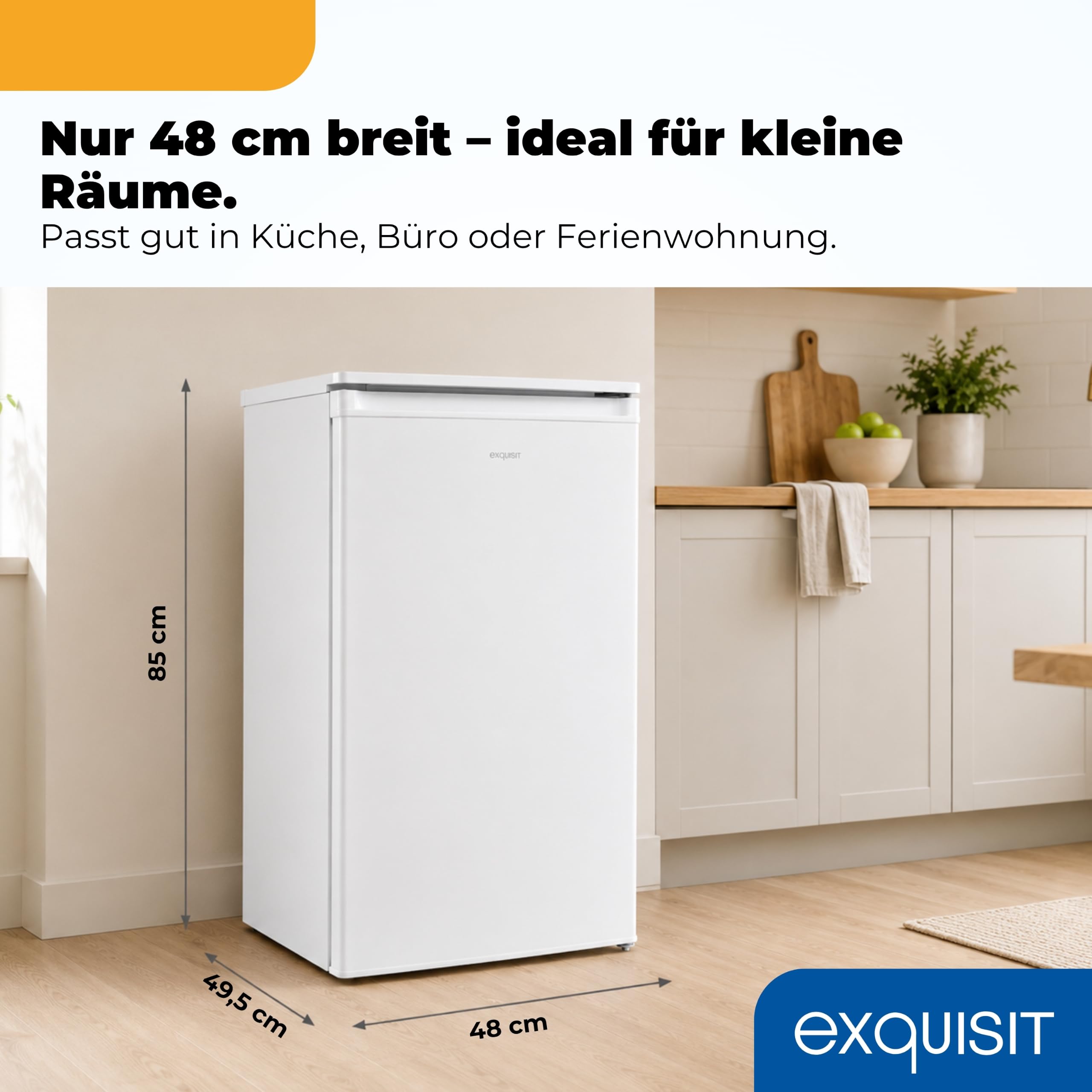 Exquisit KS5117-3-040E Kühlschrank mit Gefrierfach, 81 l, Weiss, Energieklasse E, 40 dB