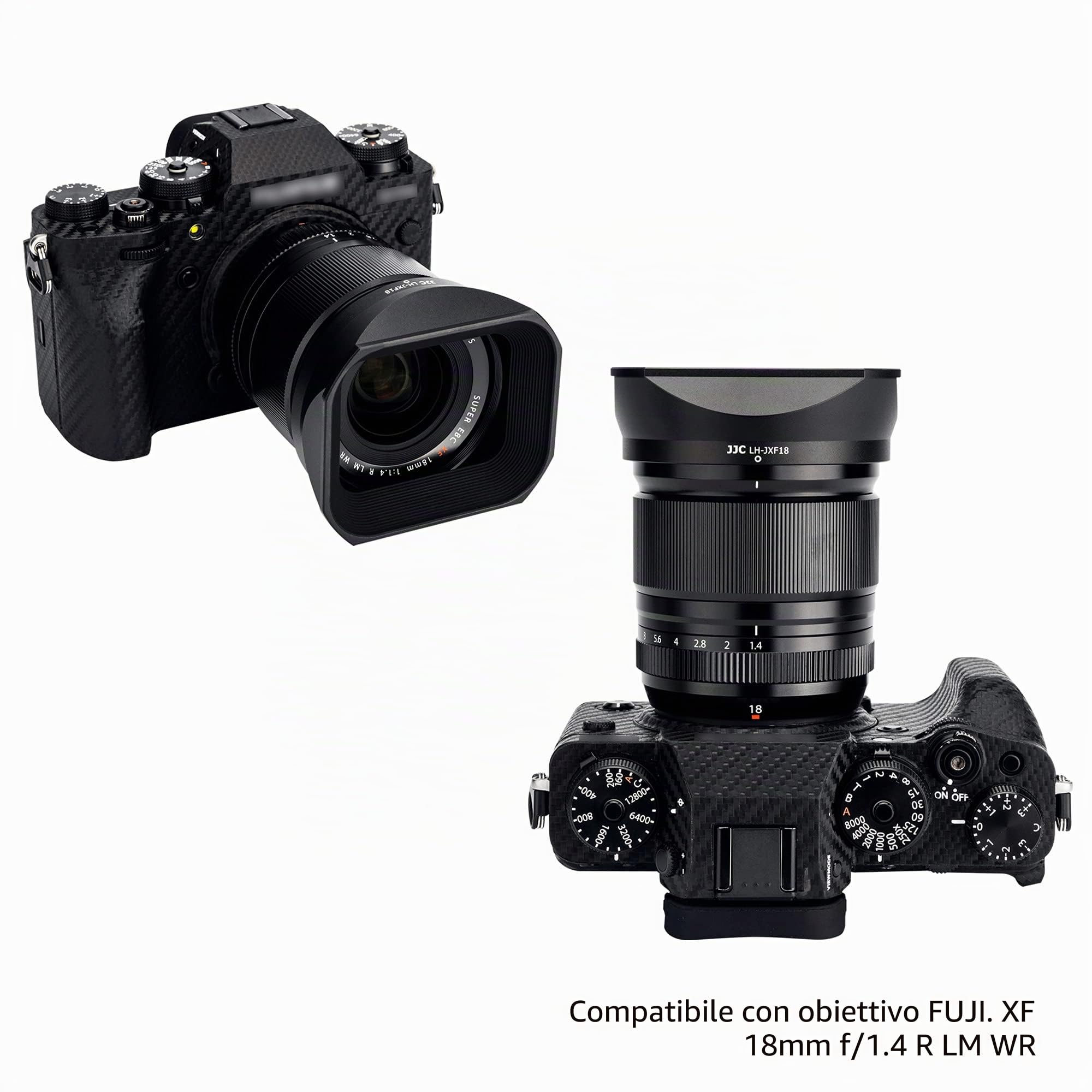 JJC LH-XF18 Paraluce in Metallo per Obiettivo Fujifilm Fujinon XF18mm F1.4 R LM WR, Paraluce Quadrato con Cappuccio Sostituisce Originale Fuji LH-XF18