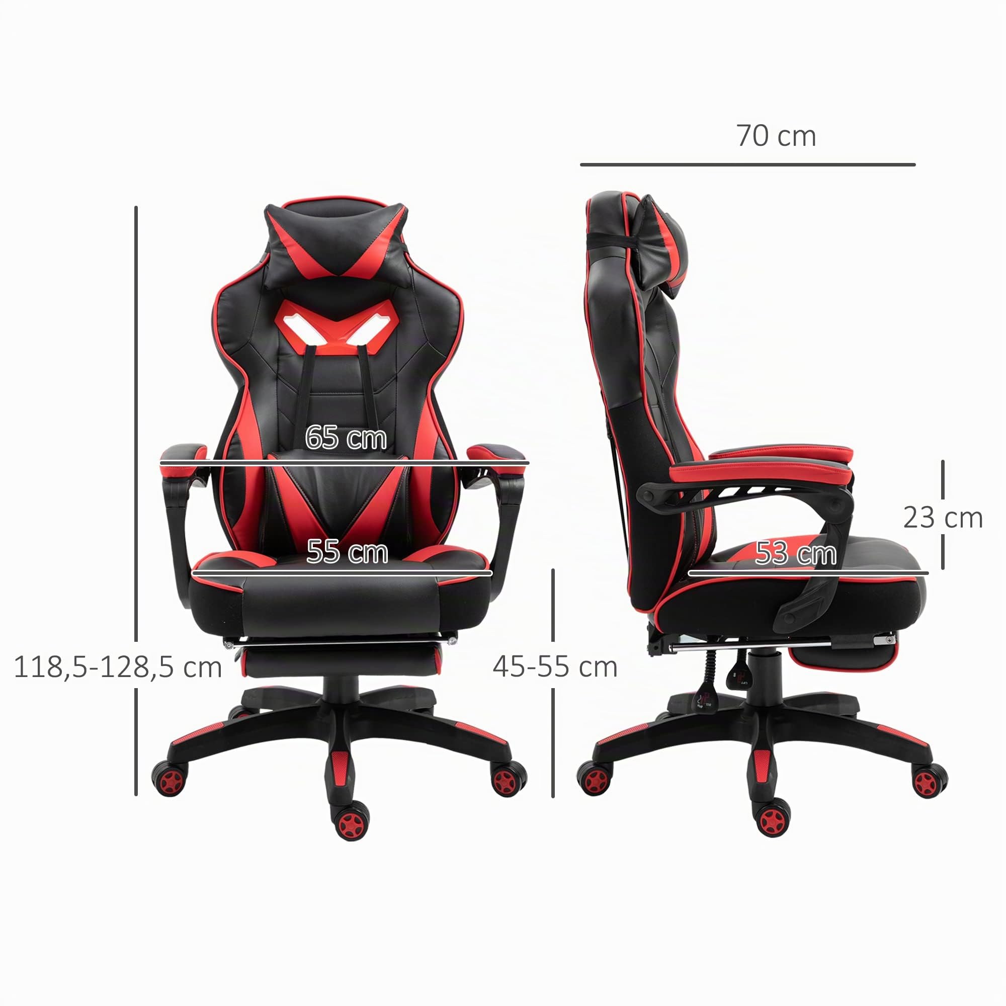 Vinsetto Chaise Gaming Ergonomique, Fauteuil de Bureau, Noir et Rouge