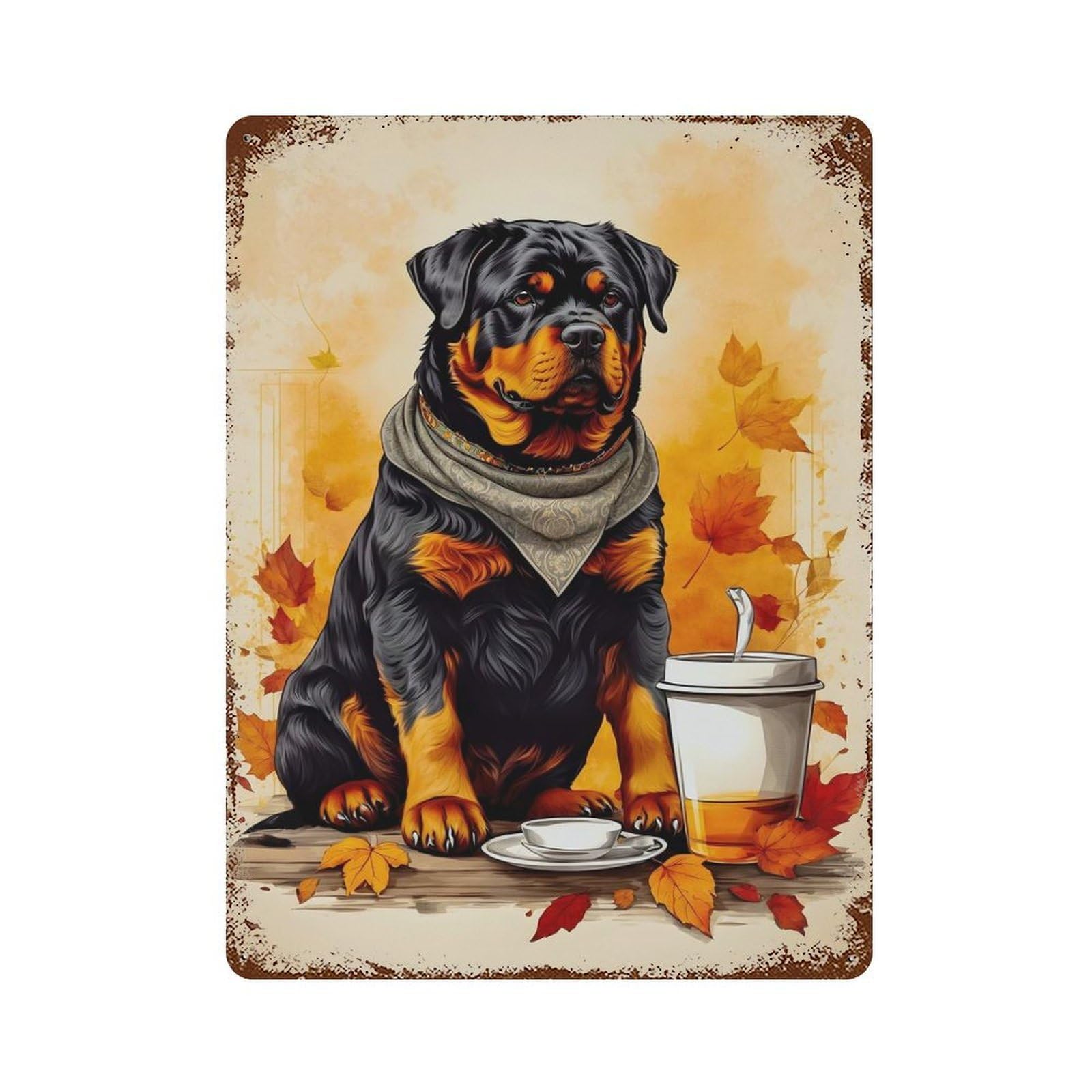 Black Dog Espresso Decorative Tin Sign 15.7"x11.8", Ideal for Garage, Bar And Workshop Decor