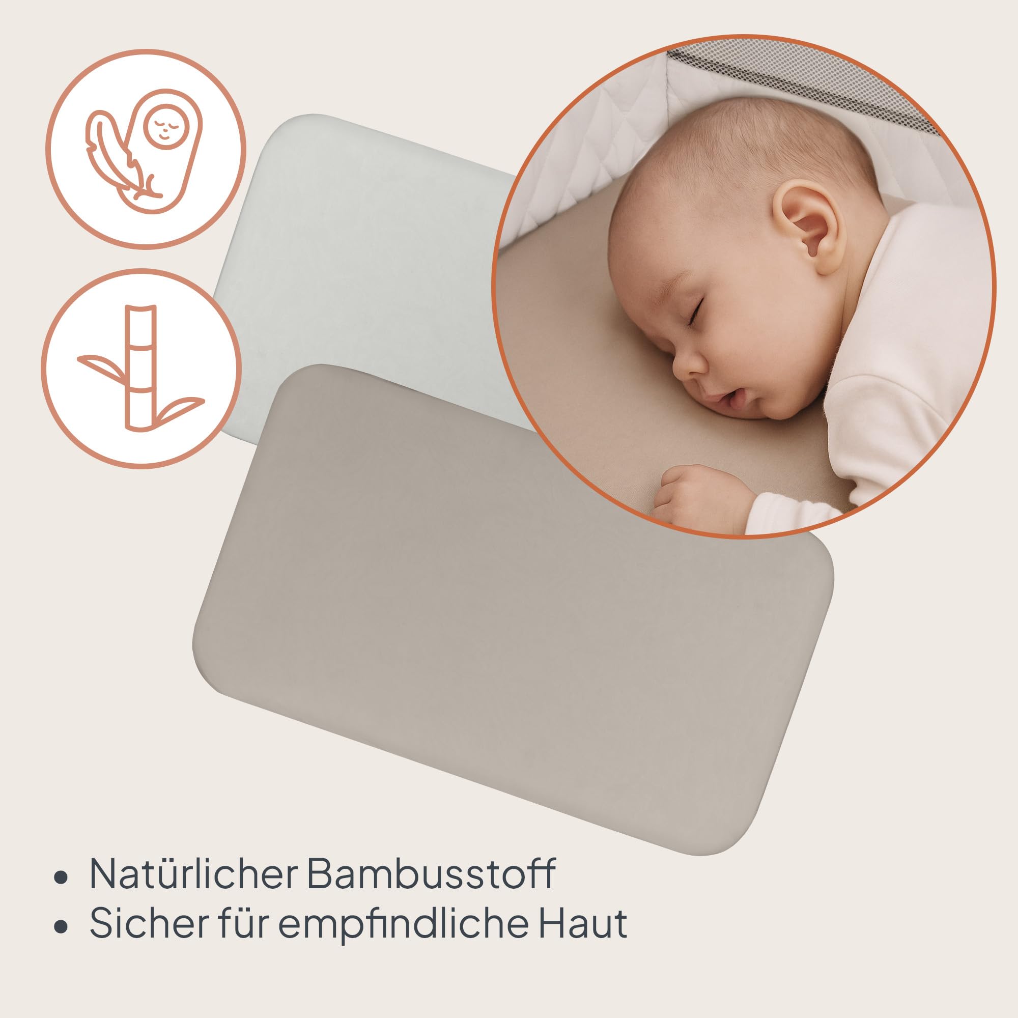 Lionelo Bambus-Spannbettlaken 80x42 cm, 2er-Set. Für Babys, für Beistellbetten und Babybetten, Natürliches Material, Atmungsaktiv, Hautfreundlich, Bamboo Sheet