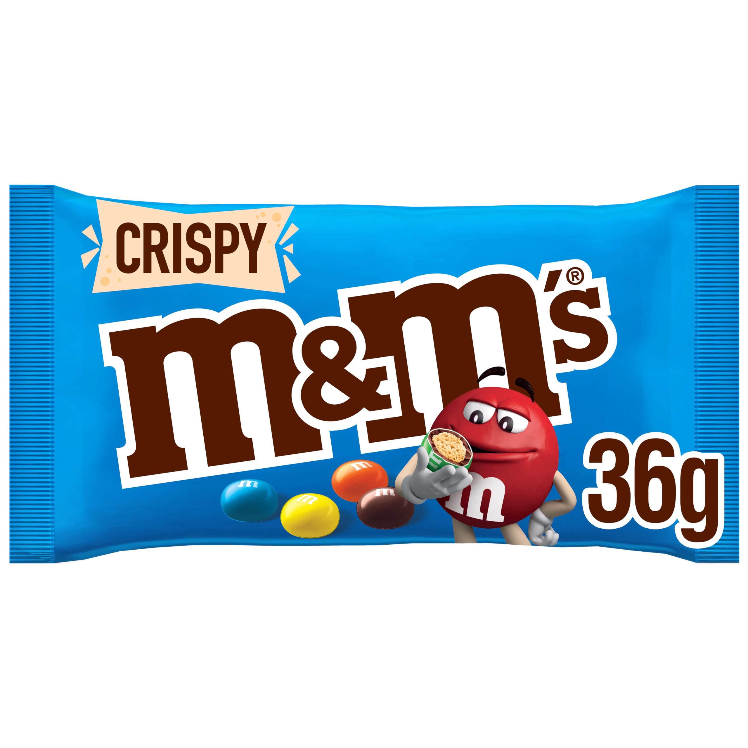 M&M'S Crispy Milk Chocolate Sweets Snack Bags Bulk Multipack Box, 24x36g