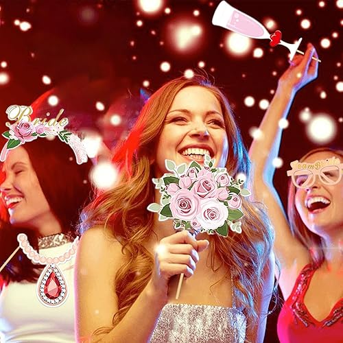 Miniatura 7 de Mayzurain Accesorios para cabina de fotos de boda, decoraciones de despedida de soltera, decoraciones de fiesta de compromiso en oro rosa, rosa con