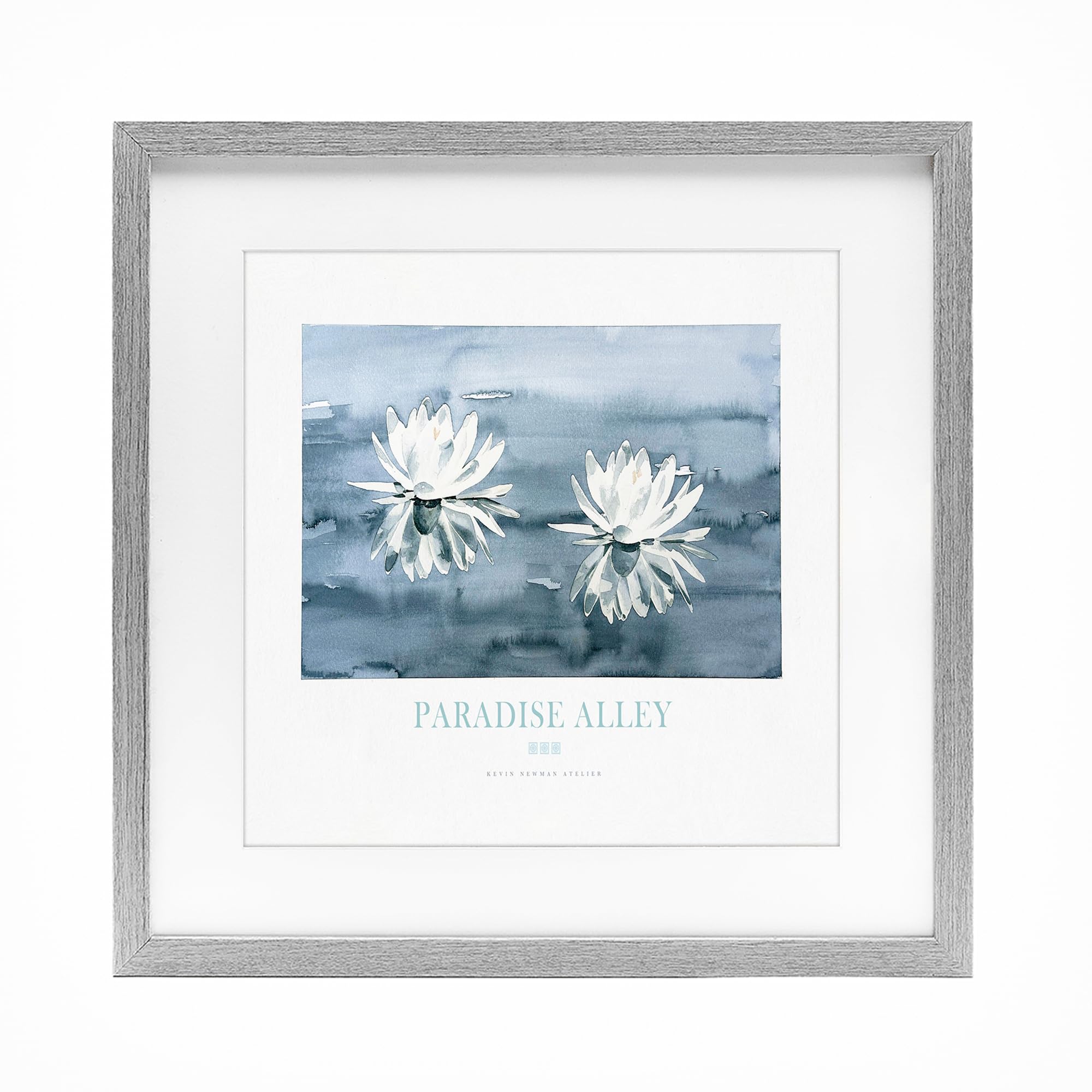 Stupell Industries Farmhouse Gray (Textured) Paradise Alley Water Lilies, 16 X 16 Inch Framed Print Under Glass