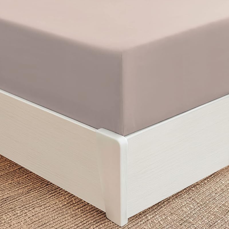Extra Deep Pocket Queen Fitted Sheet - Iconic Collection | Bedding Sheets with up to 21 inch Deep Pocket - Soft & Cooling - Fade & Stain Resistant - 1 PC (Queen, Tan)