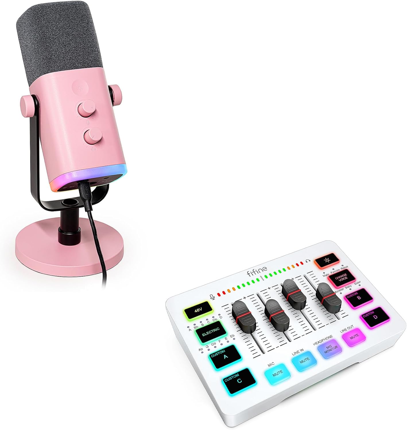 FIFINE XLR/USB Microphone and Gaming Streaming PC Mixer