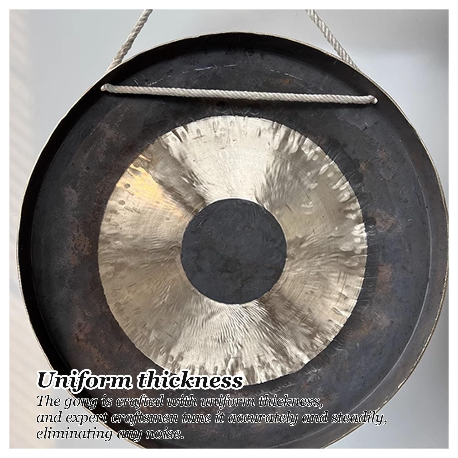 Gong de bronce tradicional, instrumento de percusión de platillos de mano para decoración del hogar, ambiente de fiesta, mejora las celebraciones con sonido brillante, viene con batidor