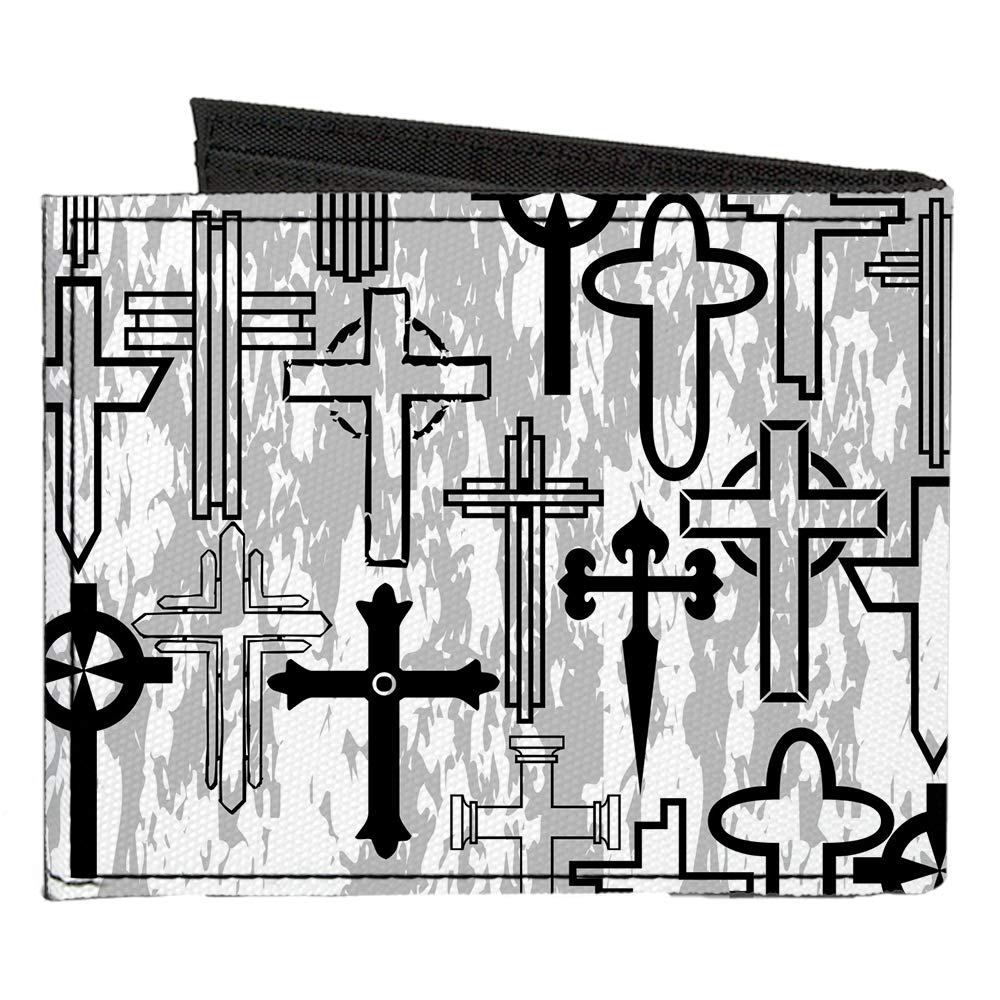 Buckle-Down Men's Standard Canvas Bifold Wallet Crosses, 4.0