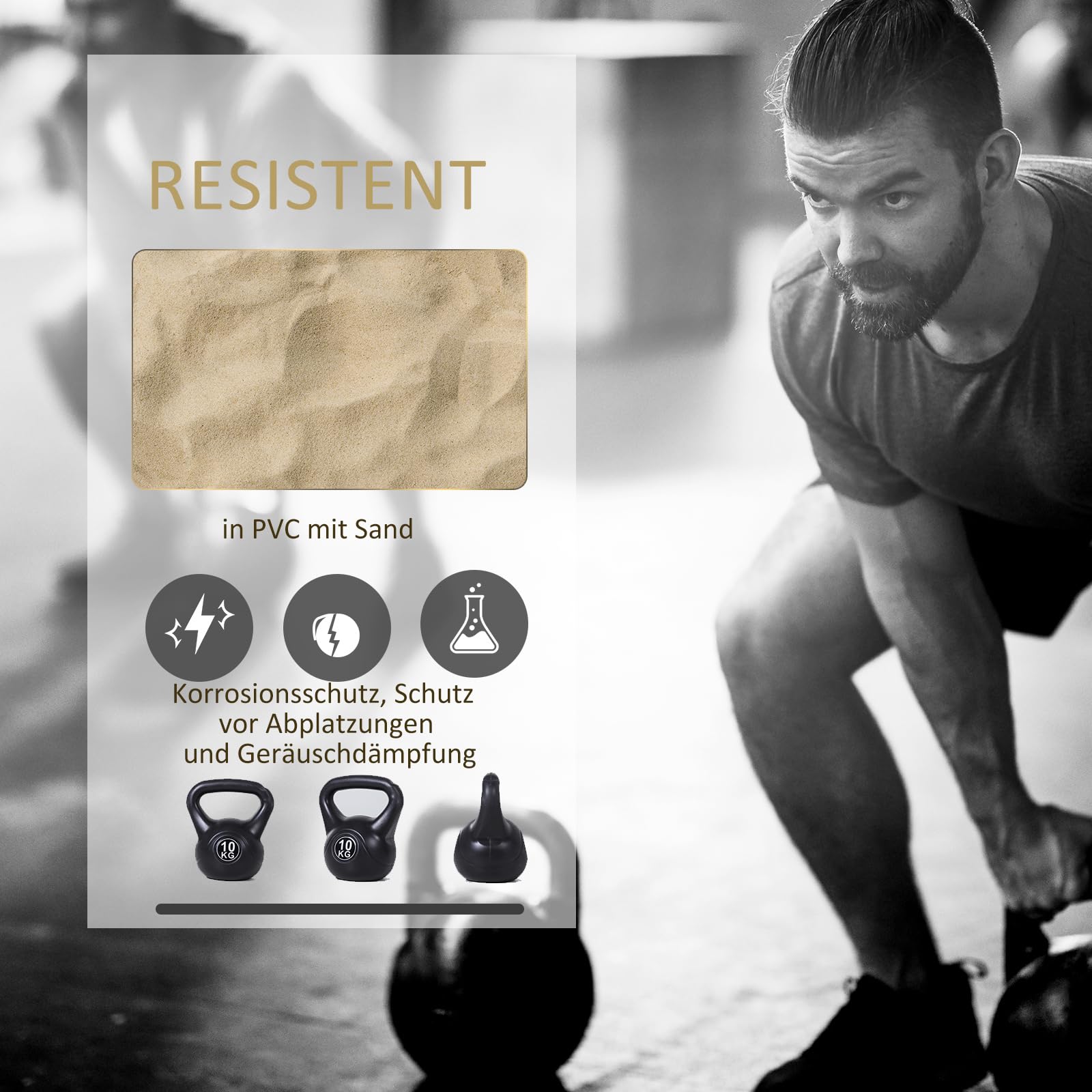 HOMCOM Kettlebell Kugelhantel Gewicht-Hantel mit Sand befüllt für Anfänger Zuhause Krafttraining