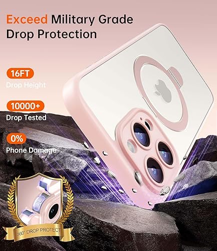 Miniatura 7 de JUESHITUO Funda para iPhone 15 ProMax con soporte magnético protección completa de la cámara compatible con MagSafe grado mil, a prueba de golpes,