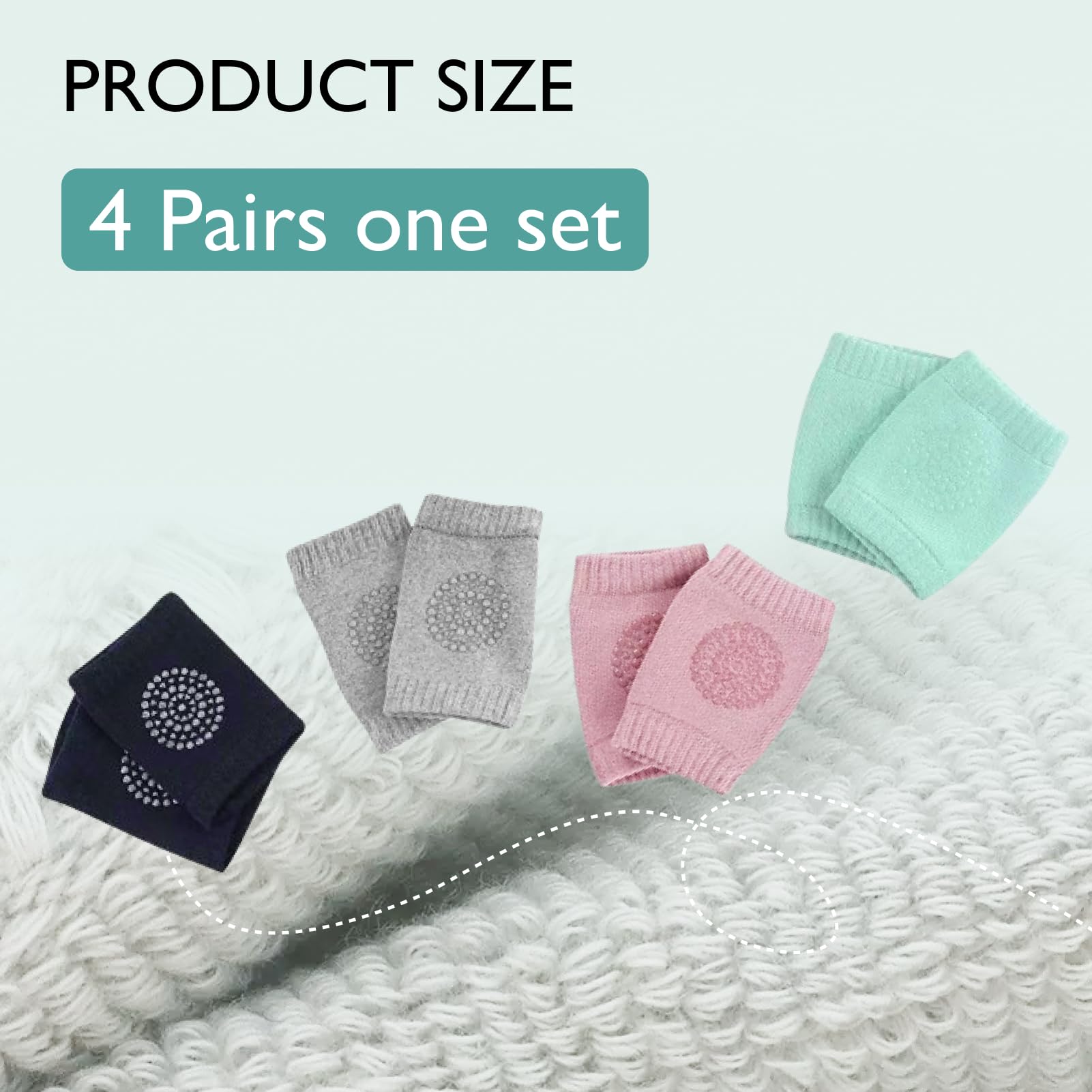 4 Paia Ginocchiere Bambino Gattonare Ginocchiera Antiscivolo, Bambini Protezioni Neonato Bambini Knee Pads Ginocchia per Neonato 0-24 Mesi