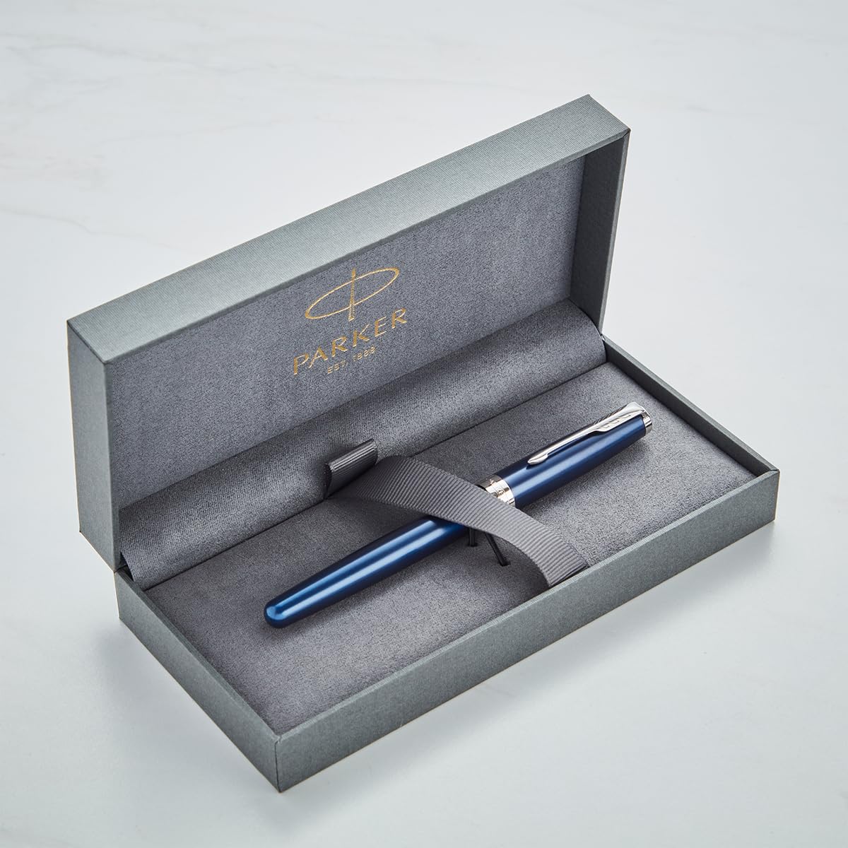 Personalised Parker Sonnet Pen with Custom Engraving - Gifts for Professionals, Graduation, Wedding, Birthday - Pen with Name/Text Customisation (Fountain Pen, Blue Lacquer Palladium Plated Trim)
