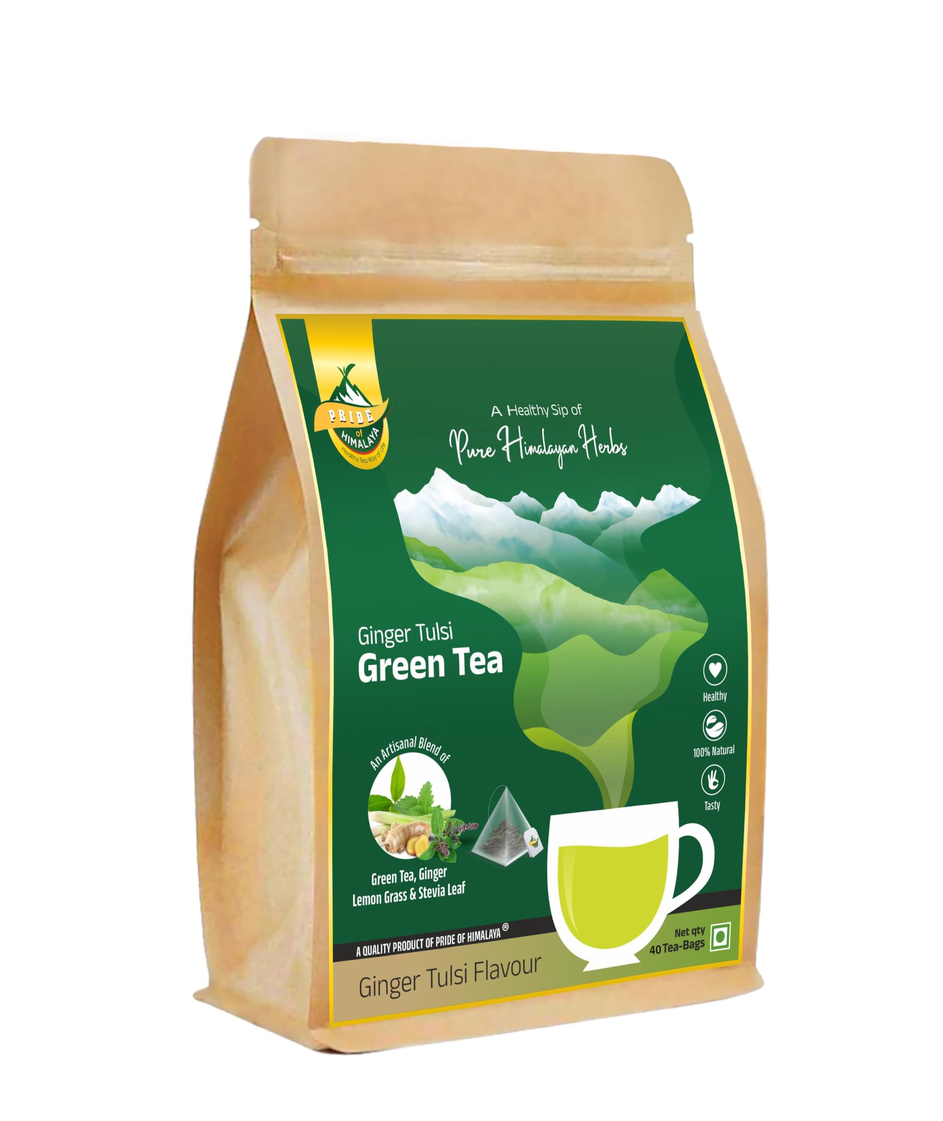 PRIDE OF HIMALAYA Tulsi Ginger Tea| Detox Green Tea | Herbal Tea with Ginger and Tulsi | Immunity Tea & Supports Sore Throat Prevention | May help in Digestive Health | 40 Teabags (B08XNDS81L) Amazon Price History, Amazon Price Tracker