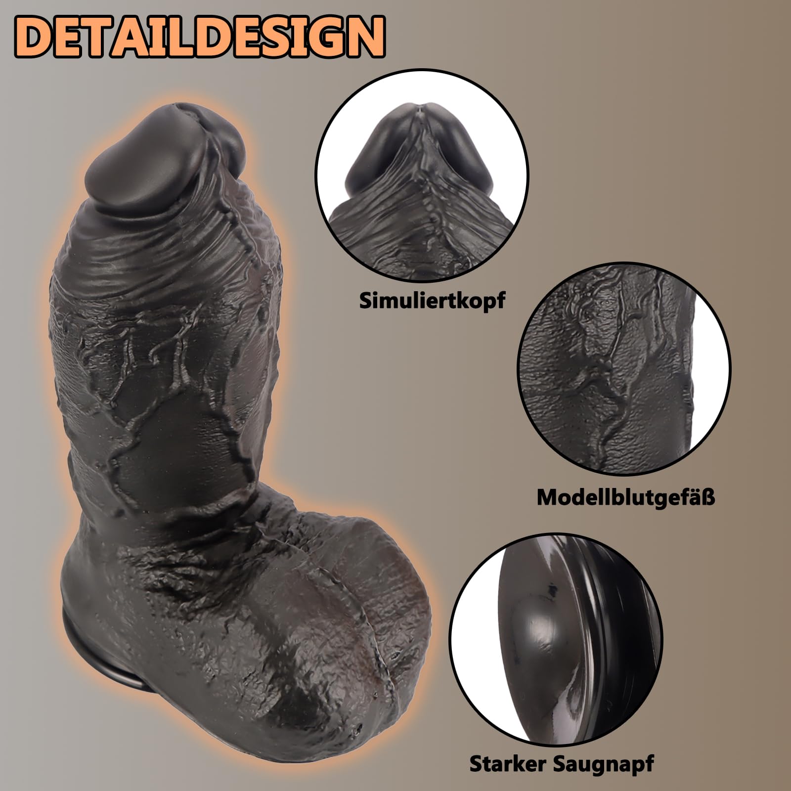 BDSMAGE dildo anale, plug anale gigante con forte ventosa, plug anale plug grandi giocattolo del sesso coda di dilo giocattoli sessuali per donne uomini coppie (L)