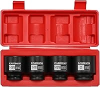 Vista 9 de CASOMAN Juego de 4 piezas de dados de impacto profundo Dr. de 1/2 pulgada, juego de llaves de impacto de tuerca de eje de transmisión de 1/2