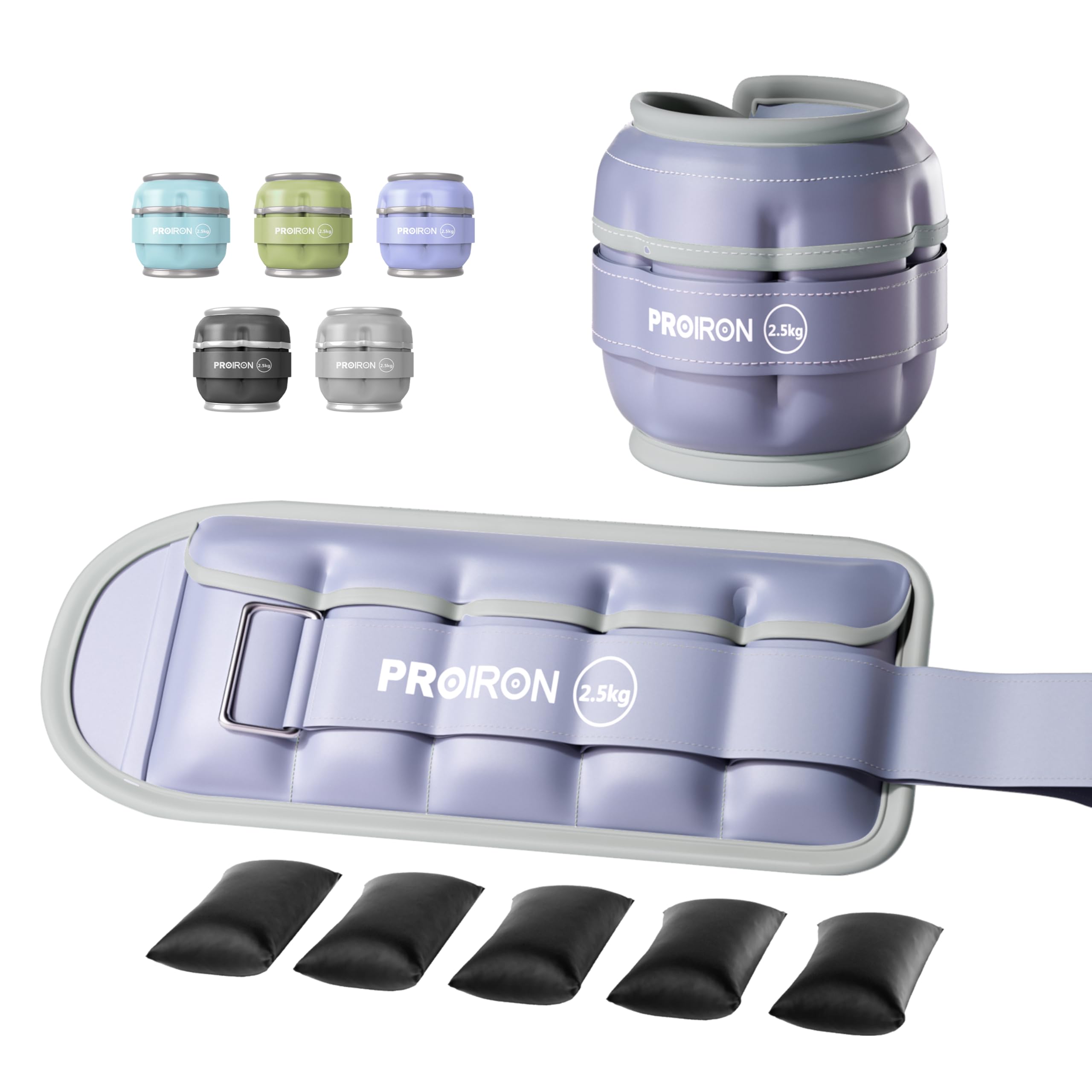 PROIRON Adjustable Ankle Leg Weights with Reflective bands Women Men Walking Running, Set of 2, Durable PU Leather, Weighted Wrist Arm Weights for Men, 0.5-2.5kg Adjustable Per Ankle