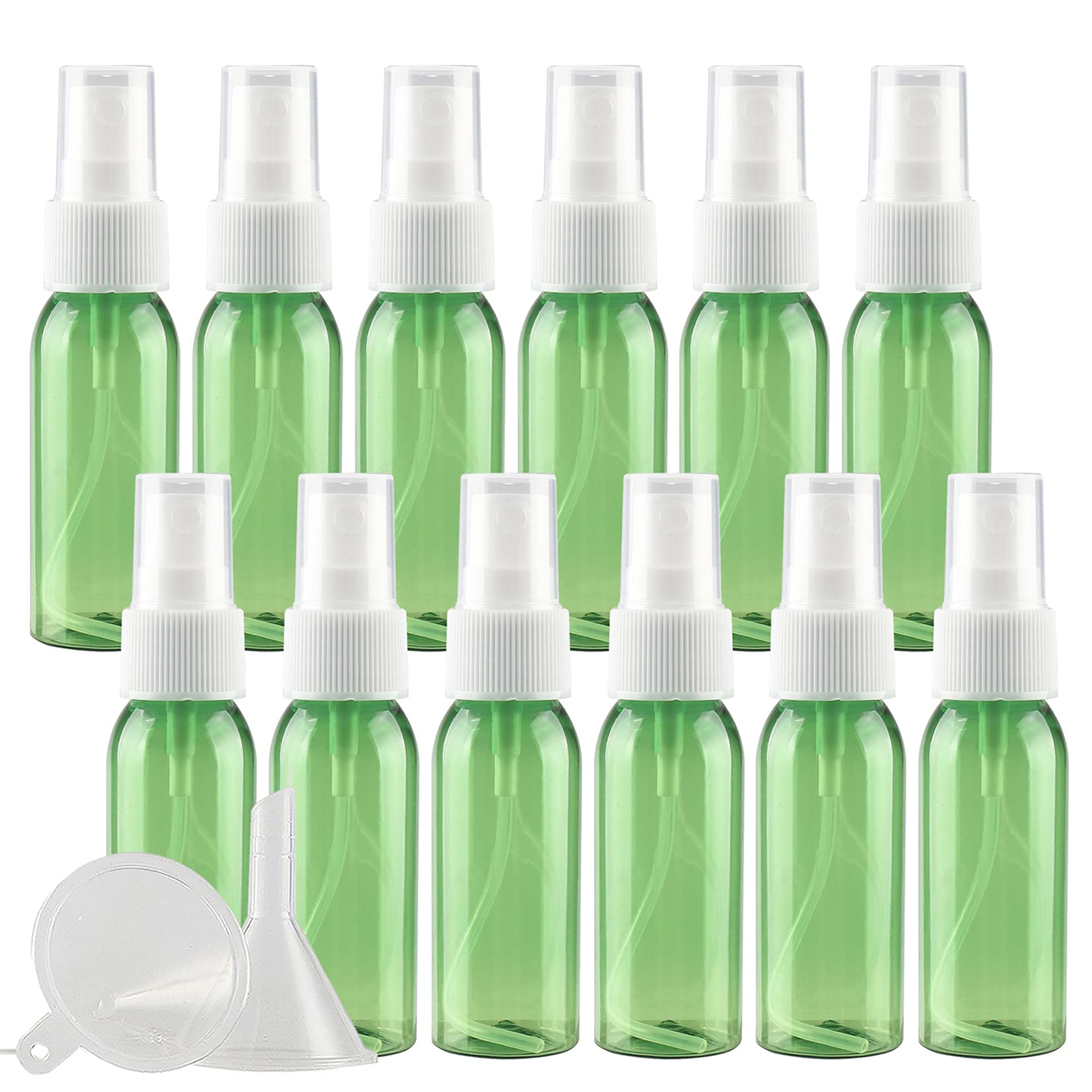 96 Stück Leer Kunststoff 30ml Grün Sprühflasche Klein mit Weiß Feinen Nebel Sprühpumpe, Zerstäuber Pumpflasche Parfumzerstäuber Reiseflaschen Set für Wasser Alkohol