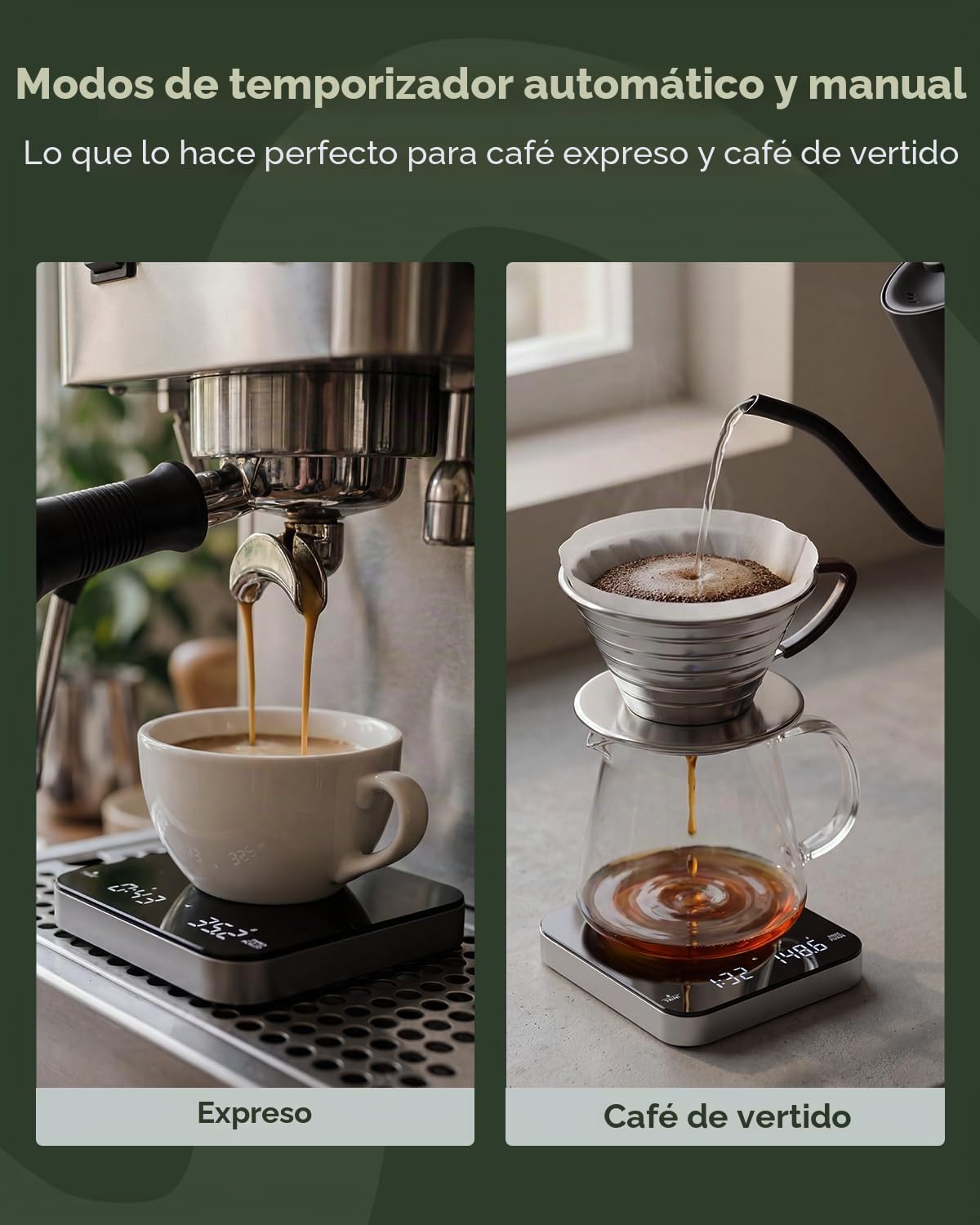 Báscula de Café Mini Recargable con Temporizador, Maestri House, Precisión 0.1g/2kg, para Espresso y Café de Filtro, Báscula Digital Portátil con Cronometraje Automático-Negro y Plata