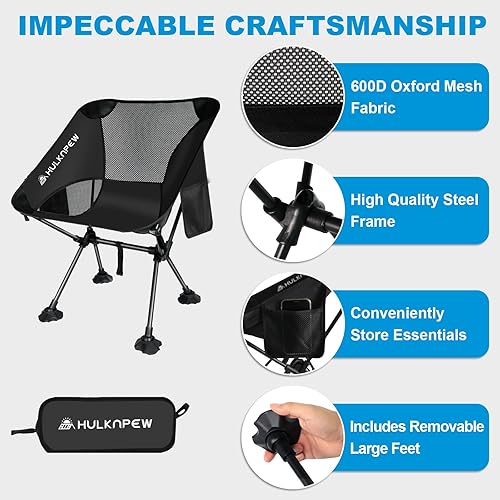 Miniatura 4 de Sillas portátiles, silla plegable ultraligera para adultos, sillas de césped plegables compactas para camping, viajes, senderismo, picnic y