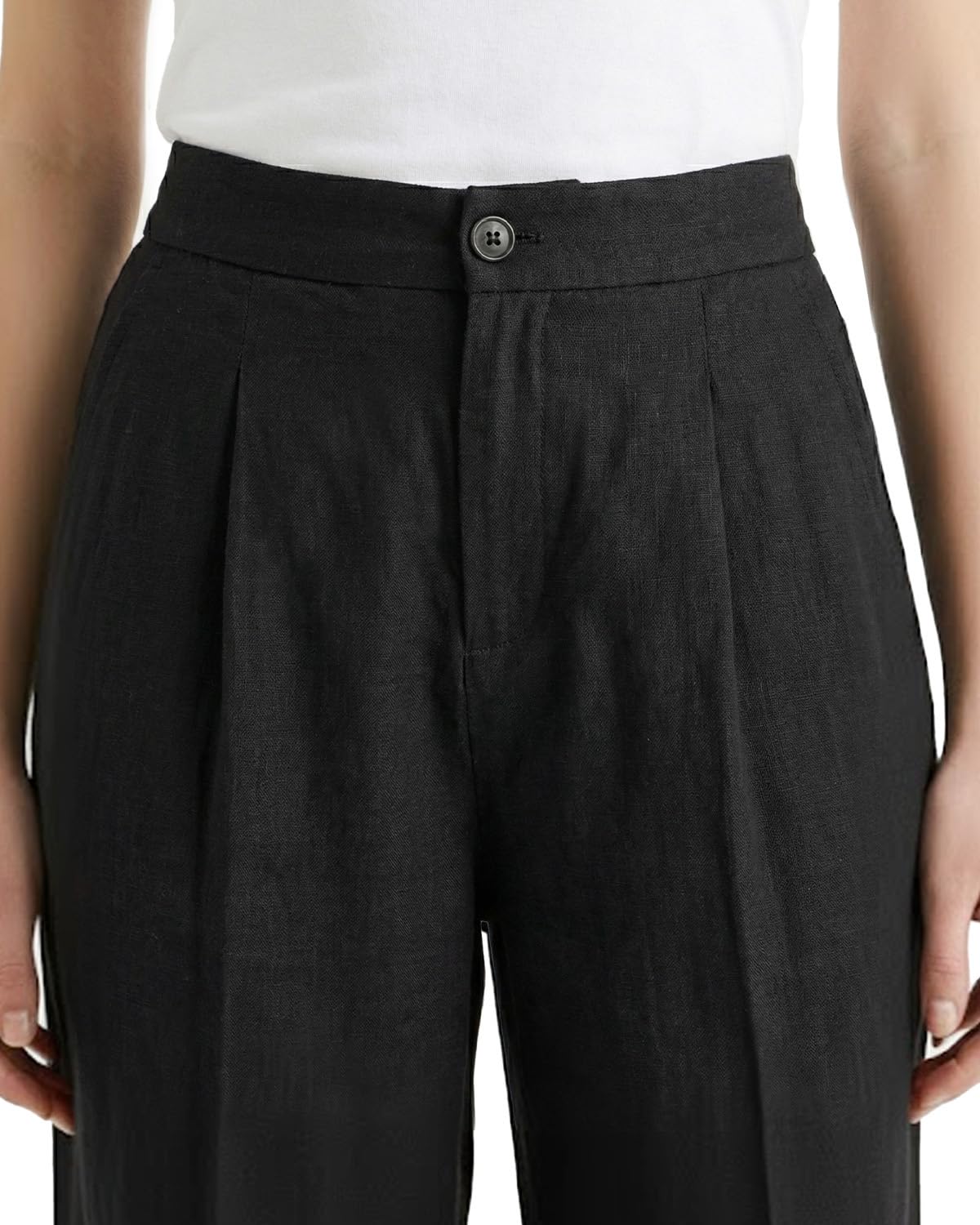 Zylioo Pantalon habillé en lin pour femme de grande taille, 1,8 m, jambe droite, coupe décontractée, pantalon d'affaires décontracté