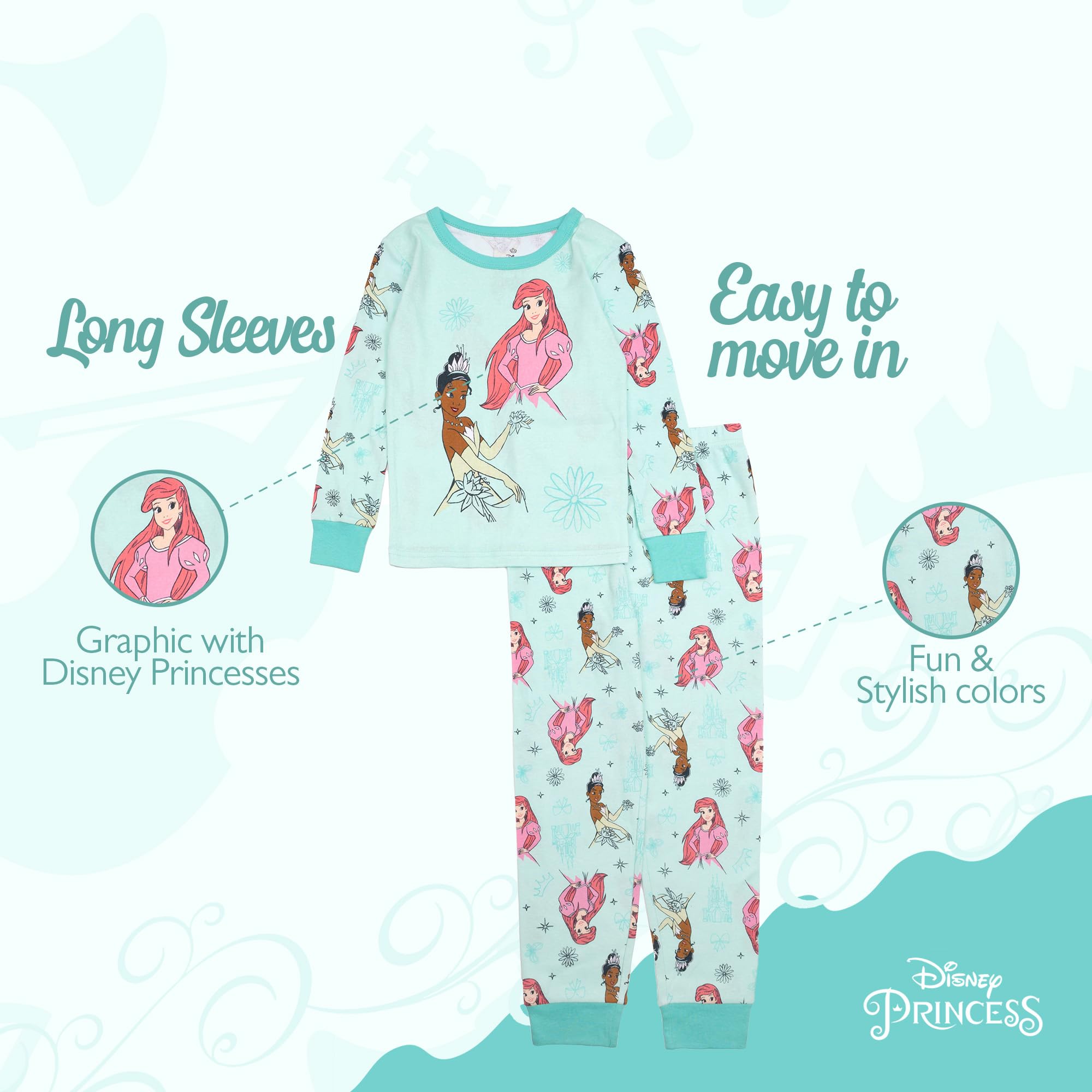 Disney Zestaw Pijama (zestaw 2 sztuk) dla dziewczynek, Księżniczka Zabawa, 3 lat