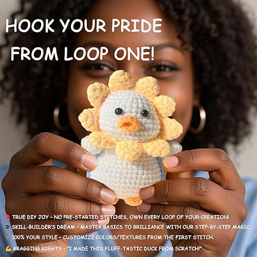 Miniatura 6 de Fluxora Amigurumi - Kit de ganchillo para principiantes y adultos, paquete de 2 llaveros de pato con video tutorial y 40% hilo extra, alivio del
