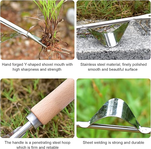 Weed Remover Tool Weeder Tool Garden Hand Weed Puller Stainless Steel Dandelion Removal Tool Root Remover Manual Weed Removing Weeding Tools for Garden Grass Patio Lawn Farmland - 2