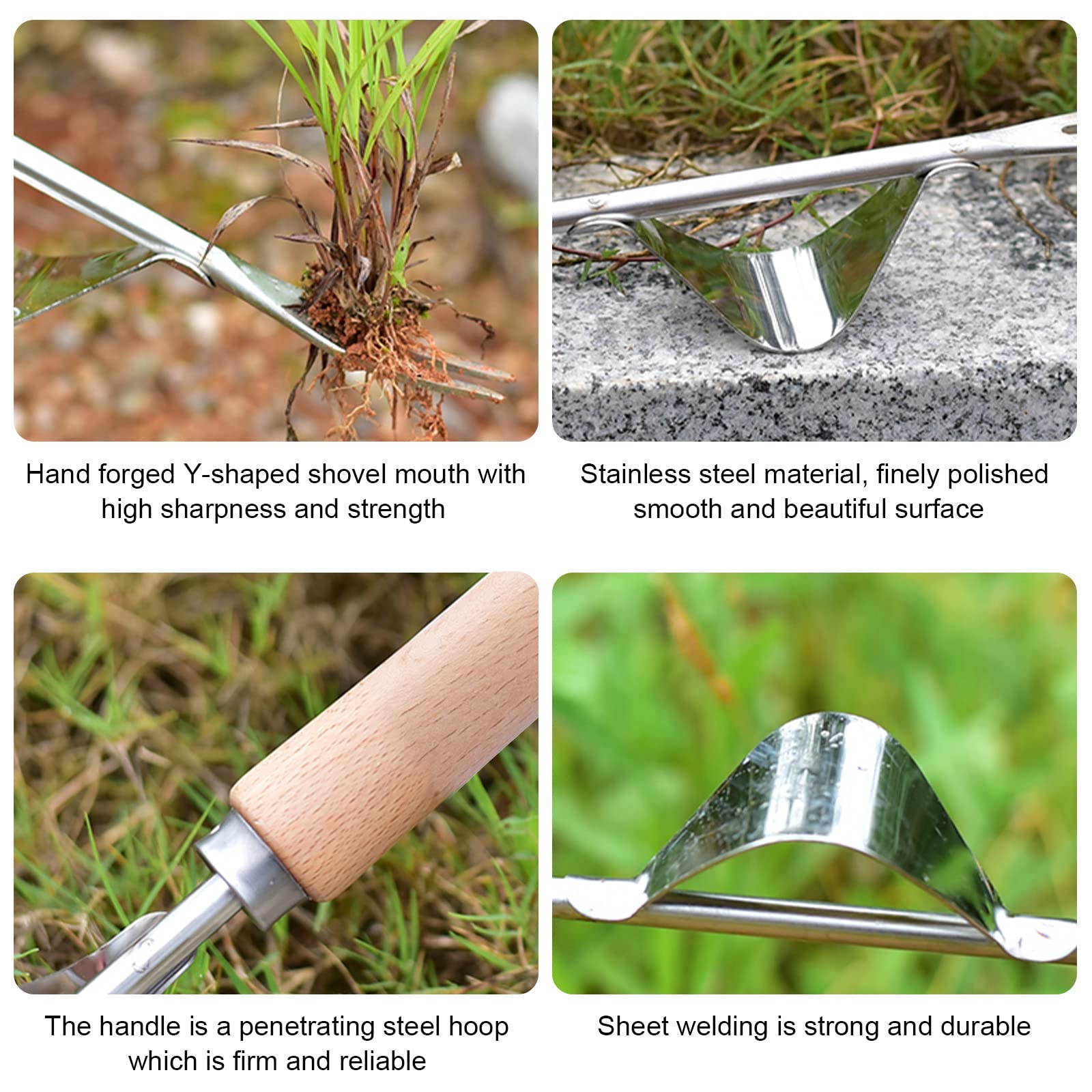 Weed Remover Tool Weeder Tool Garden Hand Weed Puller Stainless Steel Dandelion Removal Tool Root Remover Manual Weed Removing Weeding Tools for Garden Grass Patio Lawn Farmland — view 2