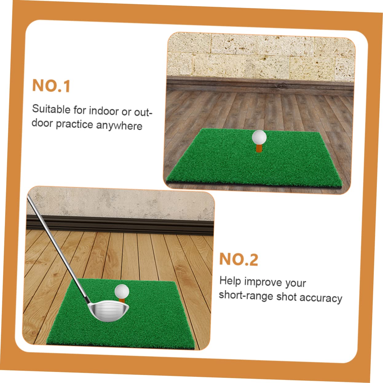 NULYLU Golf Swing Mat Set 2pcs Hitting Mat Golf Practice Pad Indoor Golfing Equipment