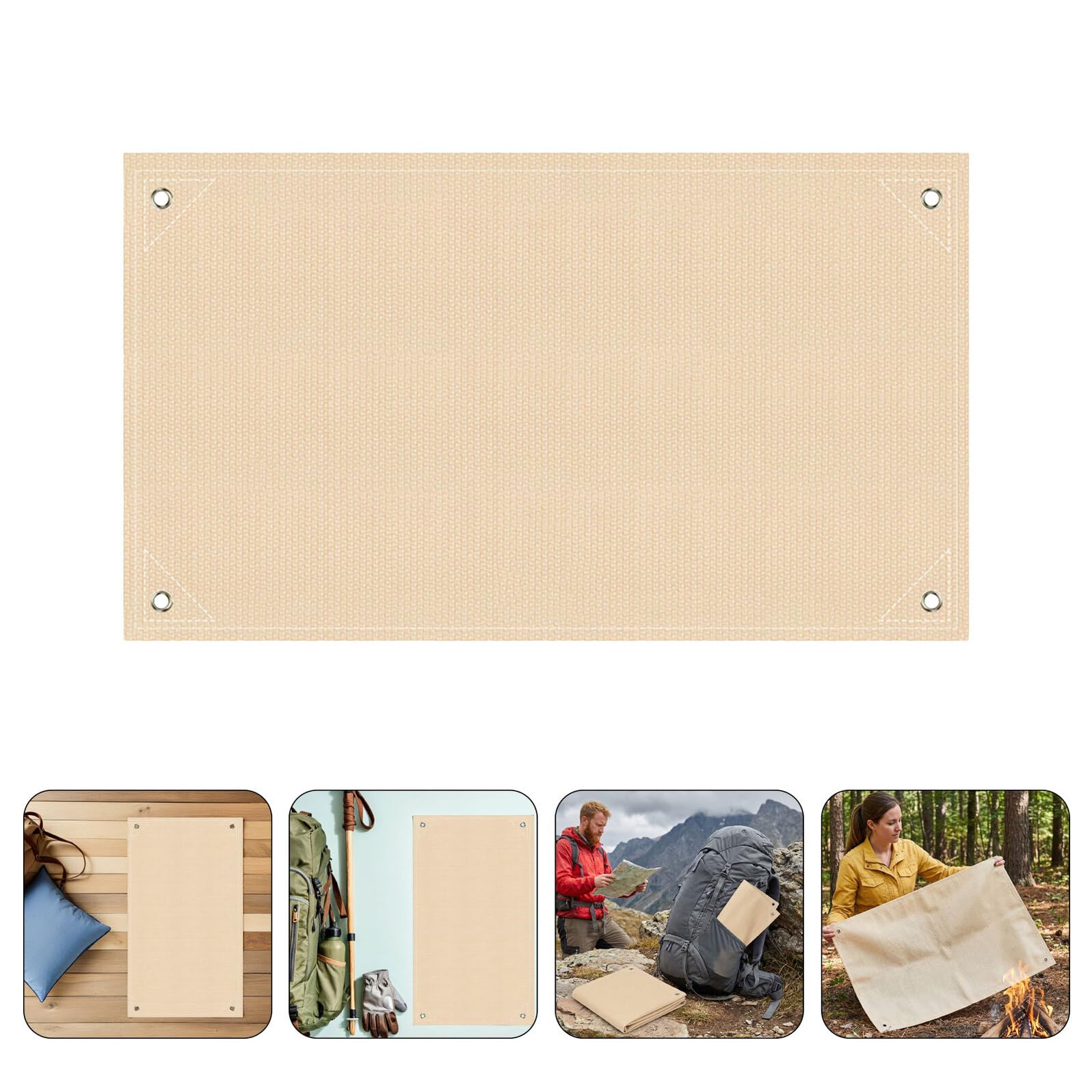 Sosoport 2 Pezzi Tappetino Ignifugo da Campeggio in Fibra di Vetro Beige, Resistente all umidità e Sabbia, per Sicurezza Antincendio su Wooden Deck e Fire Pit Durante Gatherings