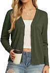 GRECERELLE Cardigan for Women Open Front Long Sleeve Sweater Lightweight V-Neck Button Down Outwear