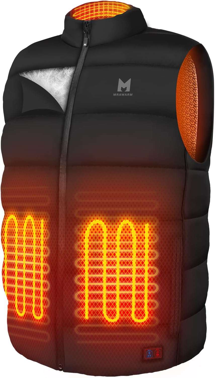 Heated Vest with 90% Down, 650 Fill Electric Heated Down Vest for Men Women 6 Heating Zone 3 Temperature
