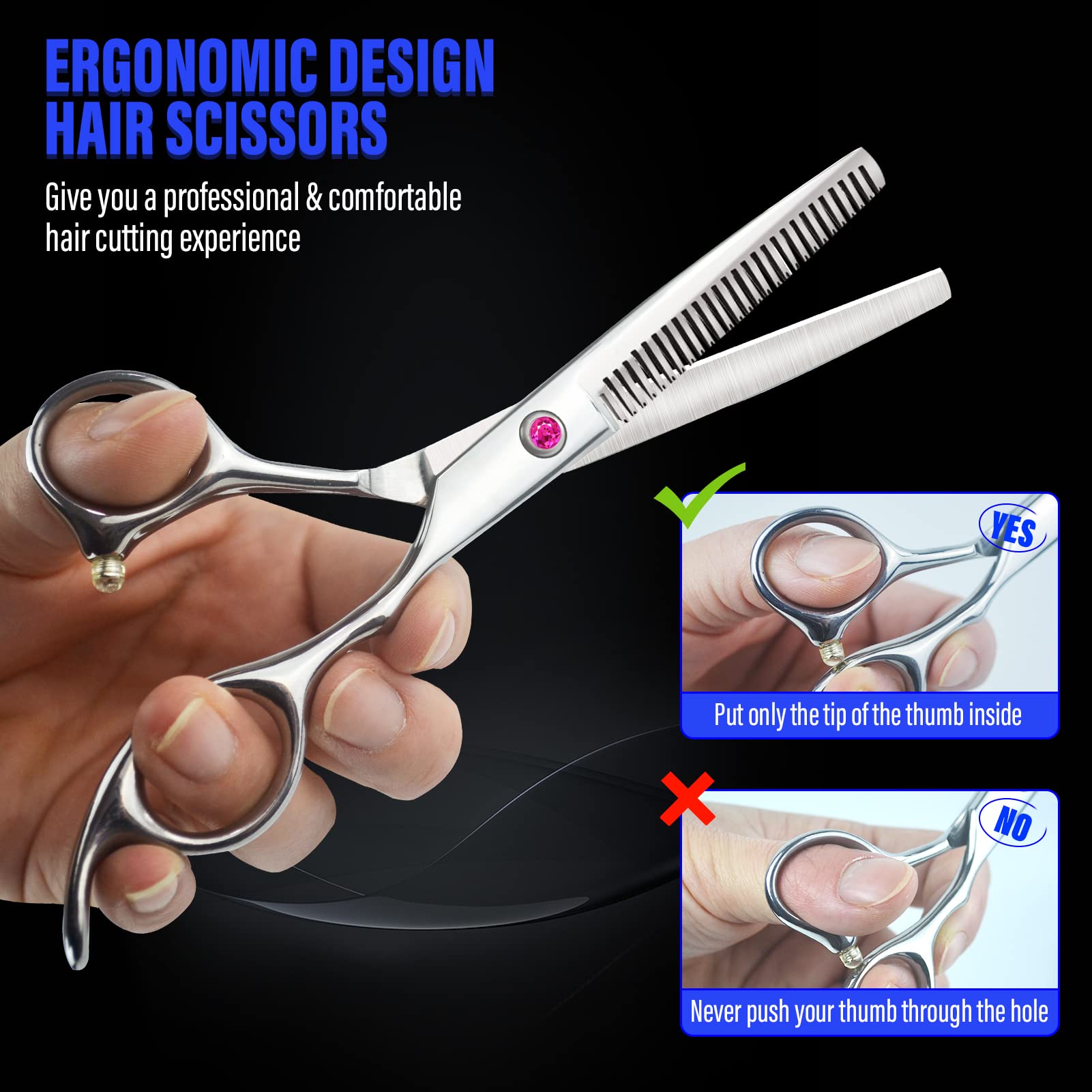 Juego De Tijeras Para Cortar Cabello Profesional Barbero 10 negro