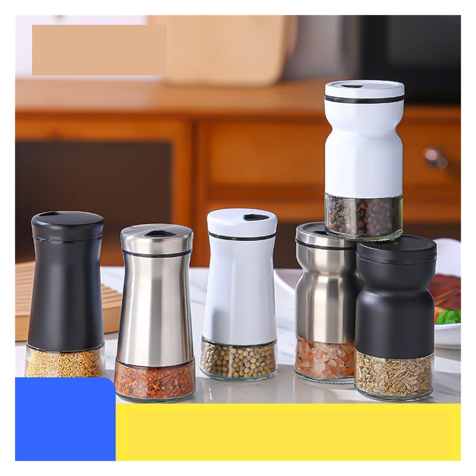 2pcs Kitchen Porous Stainless Steel Seasoning Bottle Pour Sucre