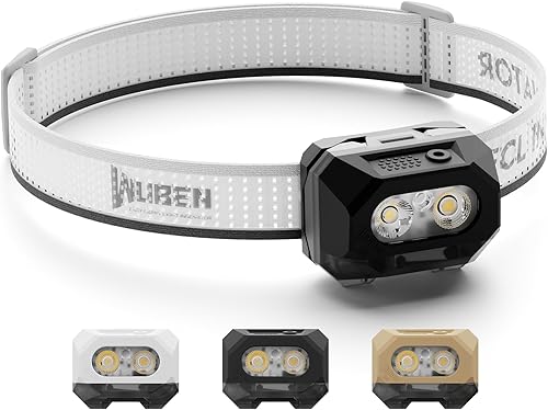 WUBEN Linterna frontal LED H4 recargable, 800 lúmenes, lámpara de cabeza súper brillante, linterna frontal impermeable IP68 con sensor de