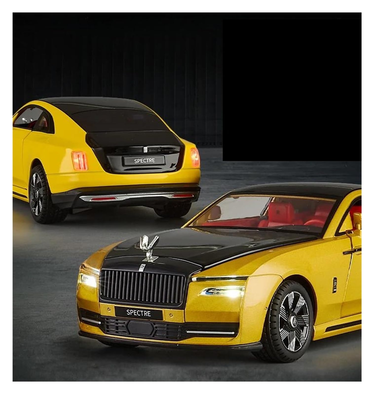 Veicoli a Motore in Scala Modello di Auto in Lega in Scala 1/24 for Rolls Royce Spectre, Modello in Metallo Decorazione for La Casa Ornamenti Modello di Auto Replica(Black)