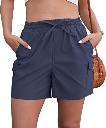 VIISHOW Womens Casual Shorts with Pockets,Elastic High Waist Cargo Shorts,Lightweight Cotton Shorts for Women Summer 2026