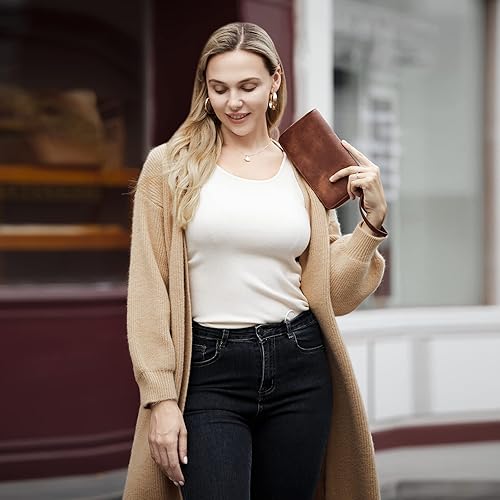 Vista 2 de CLUCI - Cartera grande de cuero de diseño para mujer, con cremallera alrededor, tarjetero, organizador de tarjetas de viaje, con correa para colgar