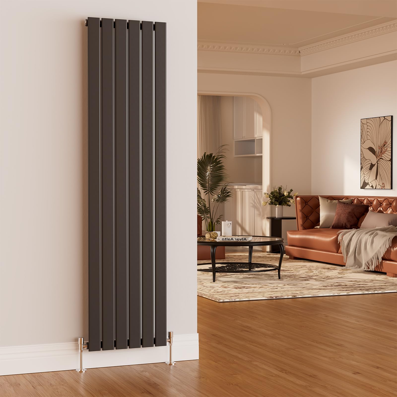 EMKE 1800 x 450 mm Radiator Cover Anthracite Vertical Radiator Tall Radiator Wall Mounted Modern Single Flat Panel Radiators Central Heating Radiator Bathroom Radiators for Bedroom Sitting Room