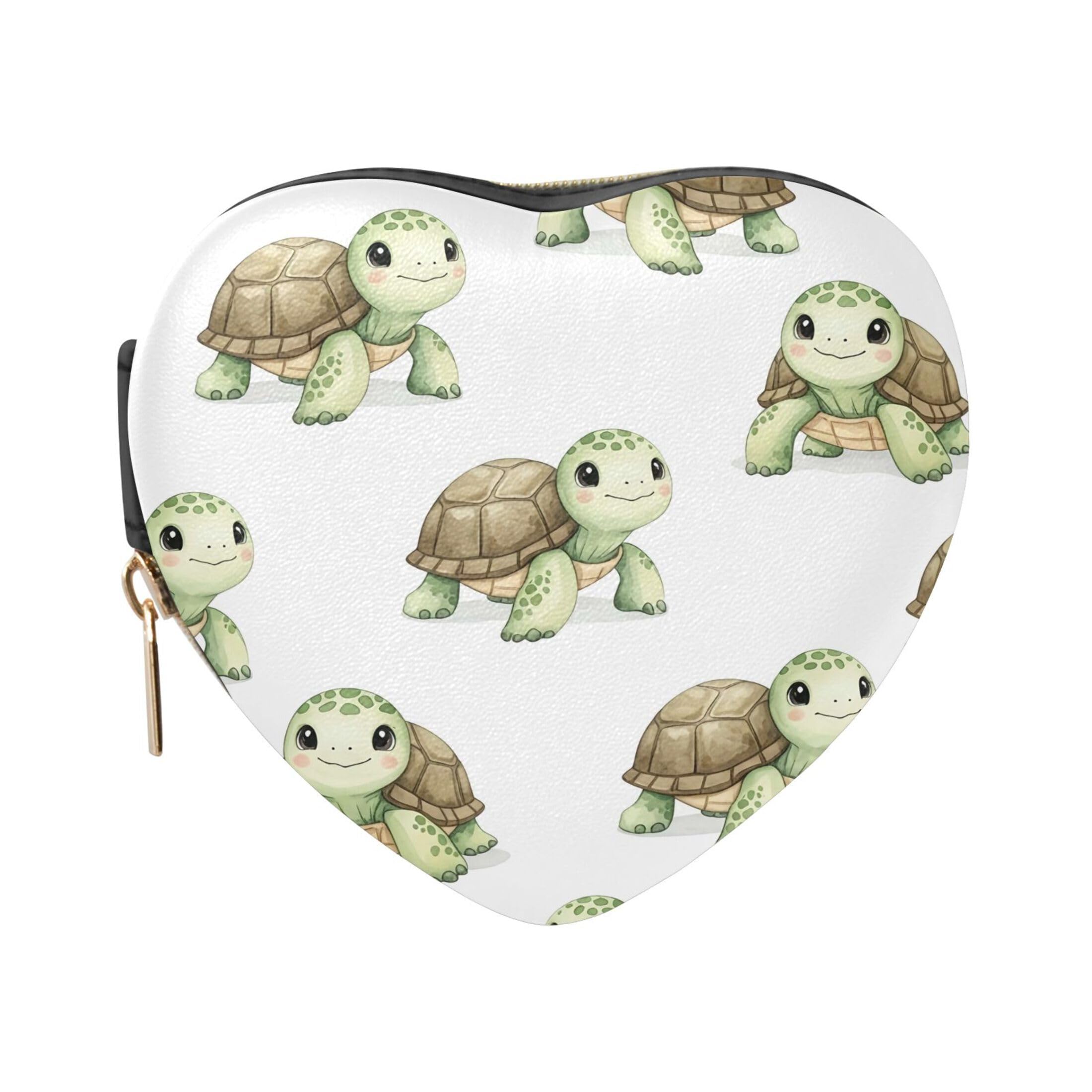 Fuauuyl Watercolor Turtles Small Jewelry Box Heart-Shaped Jewelry Case, Portable Travel Organizer Bridesmaid Proposal Gift for Women Girls