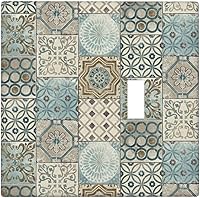 Vista 13 de Azulejo mediterráneo azul de 1 banda cubierta de toma de corriente Talavera mosaico mexicano marroquí mosaico dispositivo de palanca individual