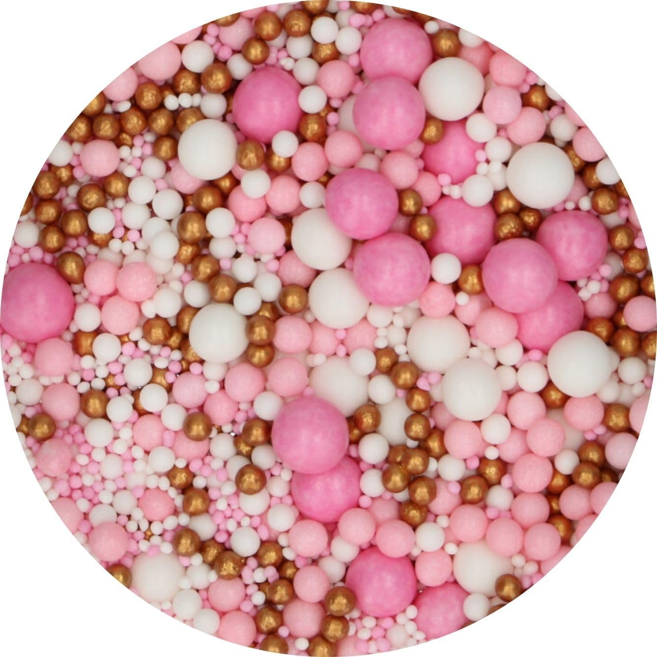 FunCakes Mix de Perlas Blandas Pink Celebration – Decoraciones para Tartas, Gran Sabor, Perlas de Azúcar Comestibles Suaves, Soft Pearls – 80 g
