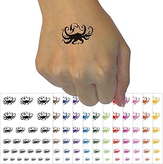 Floating Swimming Octopus with Tentacles Spread Temporary Tattoo Water Resistant Fake Body Art Set Collection - Light Pink (One Sheet)
