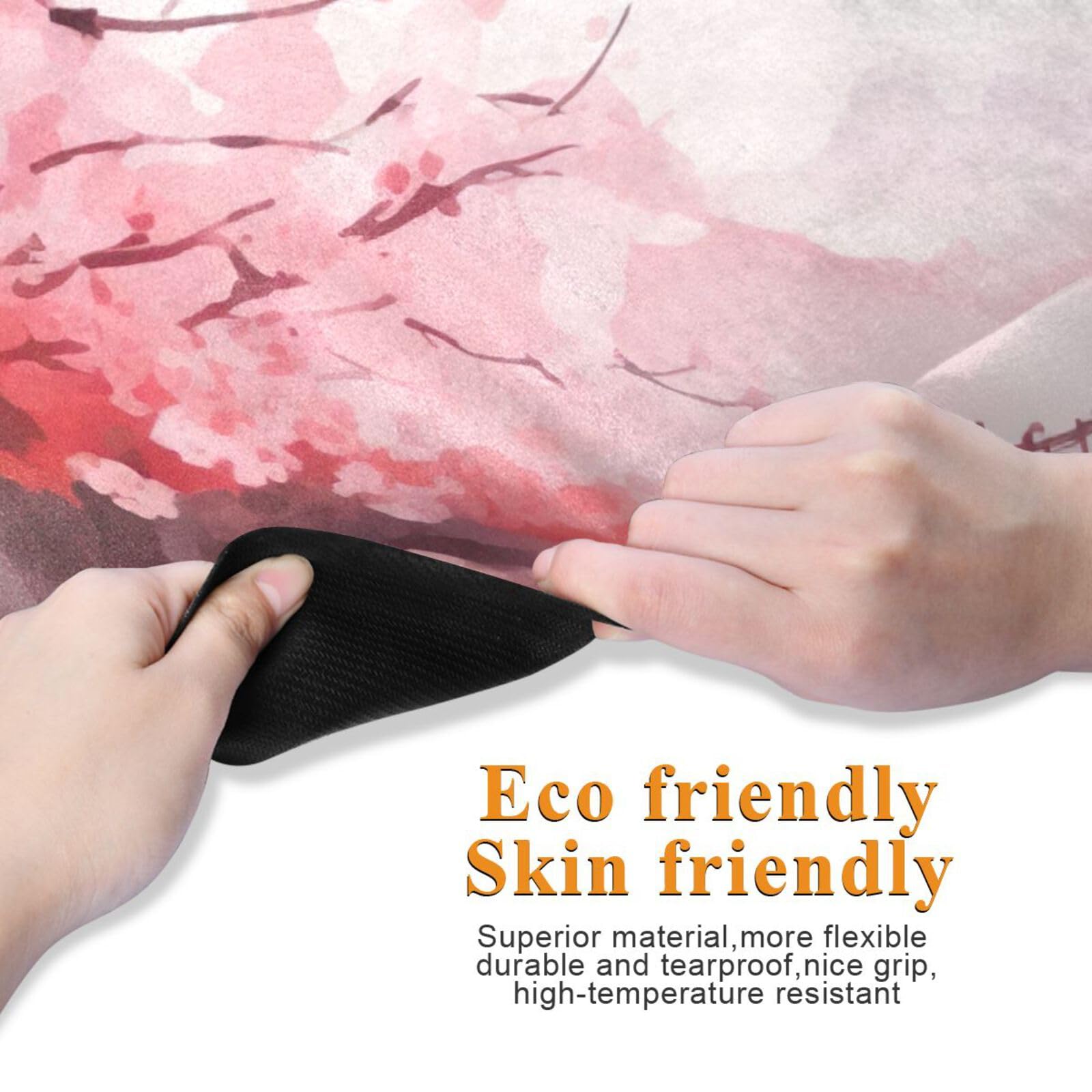 Qilmy Cherry Blossom Yoga Mat Non-slip Foldable Sweat Absorbent Travel Yoga Mat with Carrying Bag for Yoga, Pilates, Exercise, Workout, Bikram and Hot Yoga 71 x 26 Inch